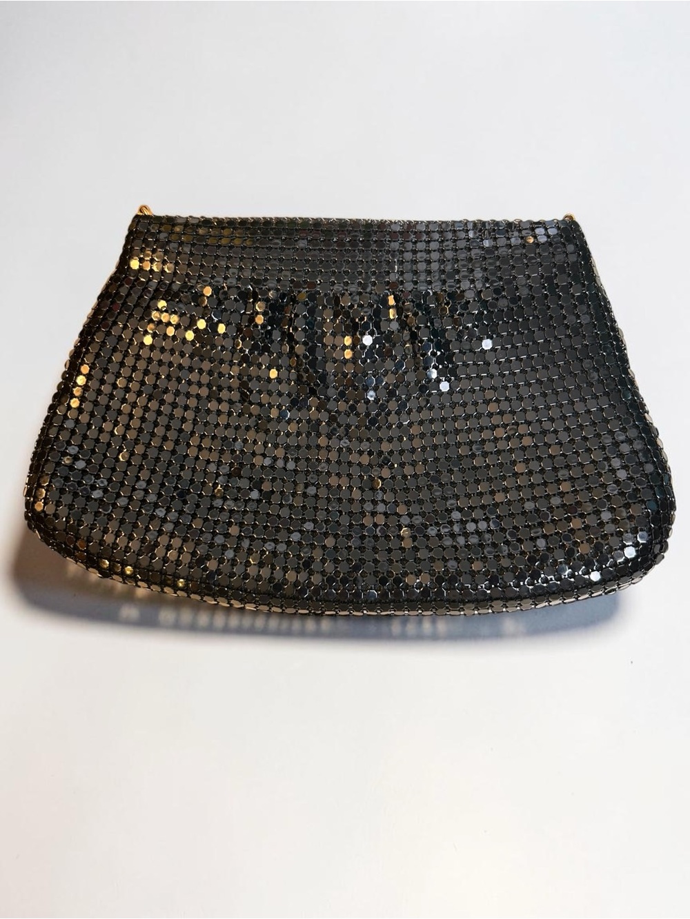 Vintage Purse Black Metal Mesh Clutch, 1960s, Chic Elegance Formal Event